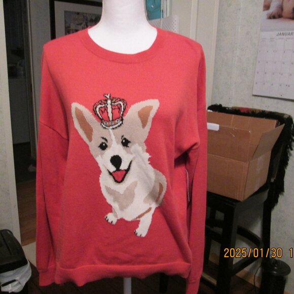 NWT Graphic Dog Pullover Women's Sweater XL - Picture 1 of 7